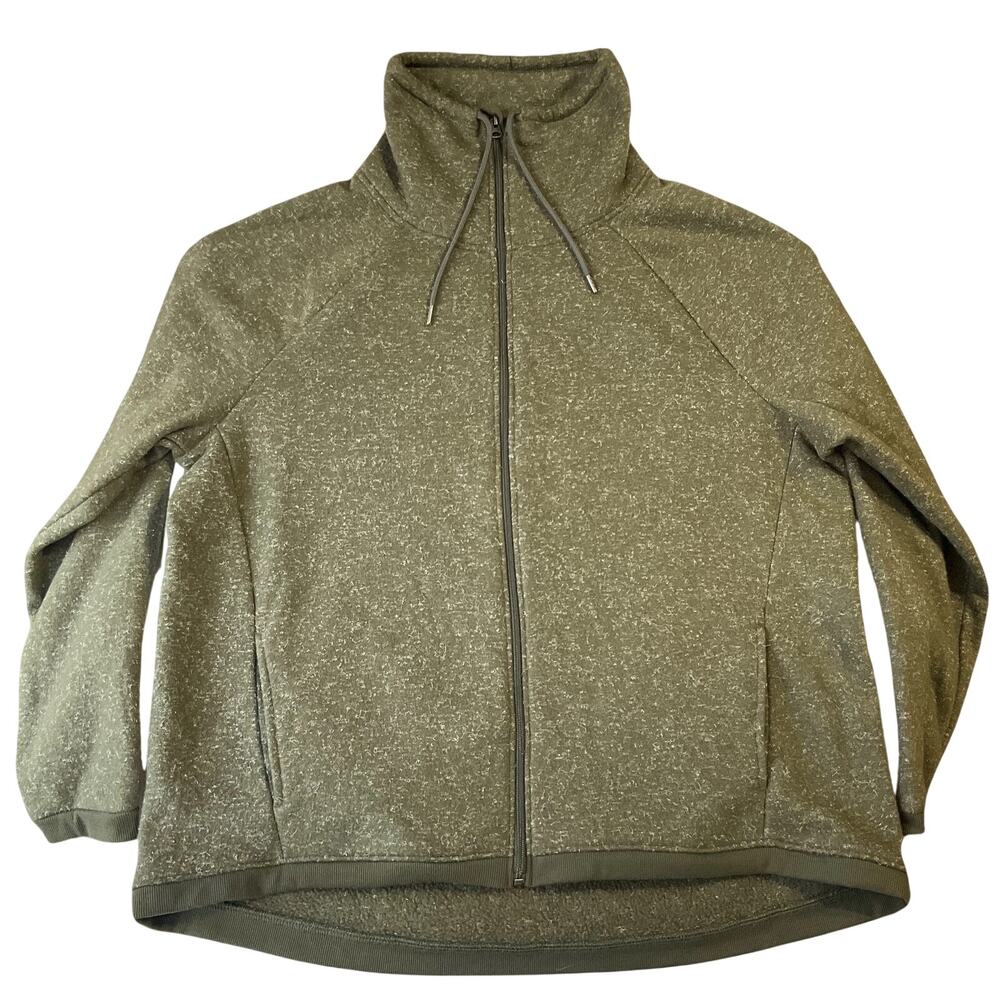 Avia Women Sweatshirt XXL (20) Green Fleece Activewear Full Zip High Neck Jacket
